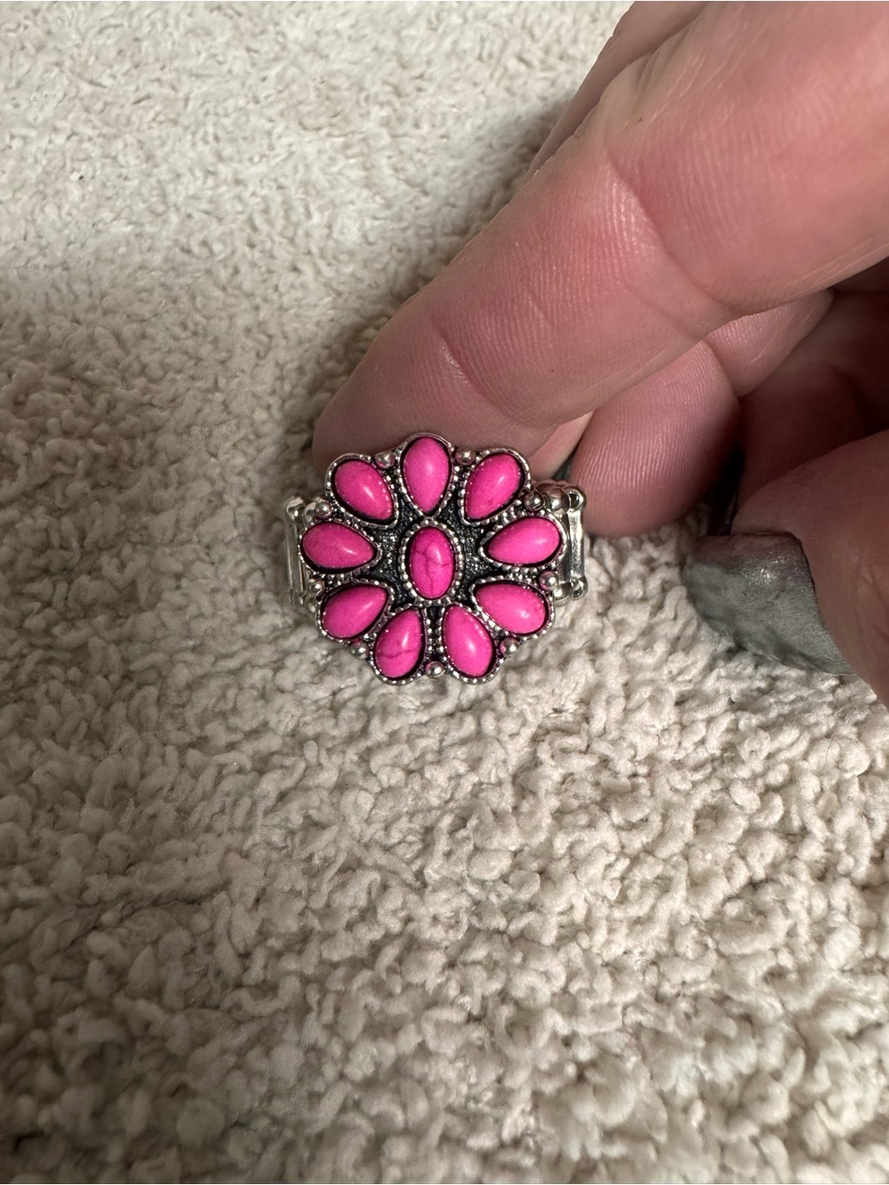 Paparazzi Hot Pink Floral Cluster Ring
